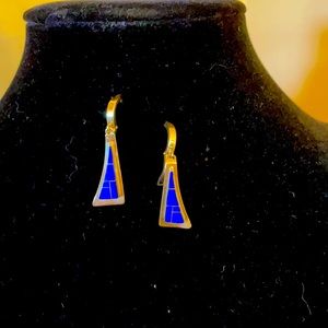 COPY - 14 kt gold and Blue Lapis earrings